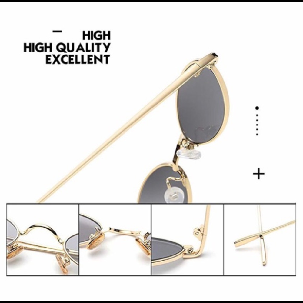 Vintage Oval Small Metal Frame Sunglass For Women - Picture 3 of 7